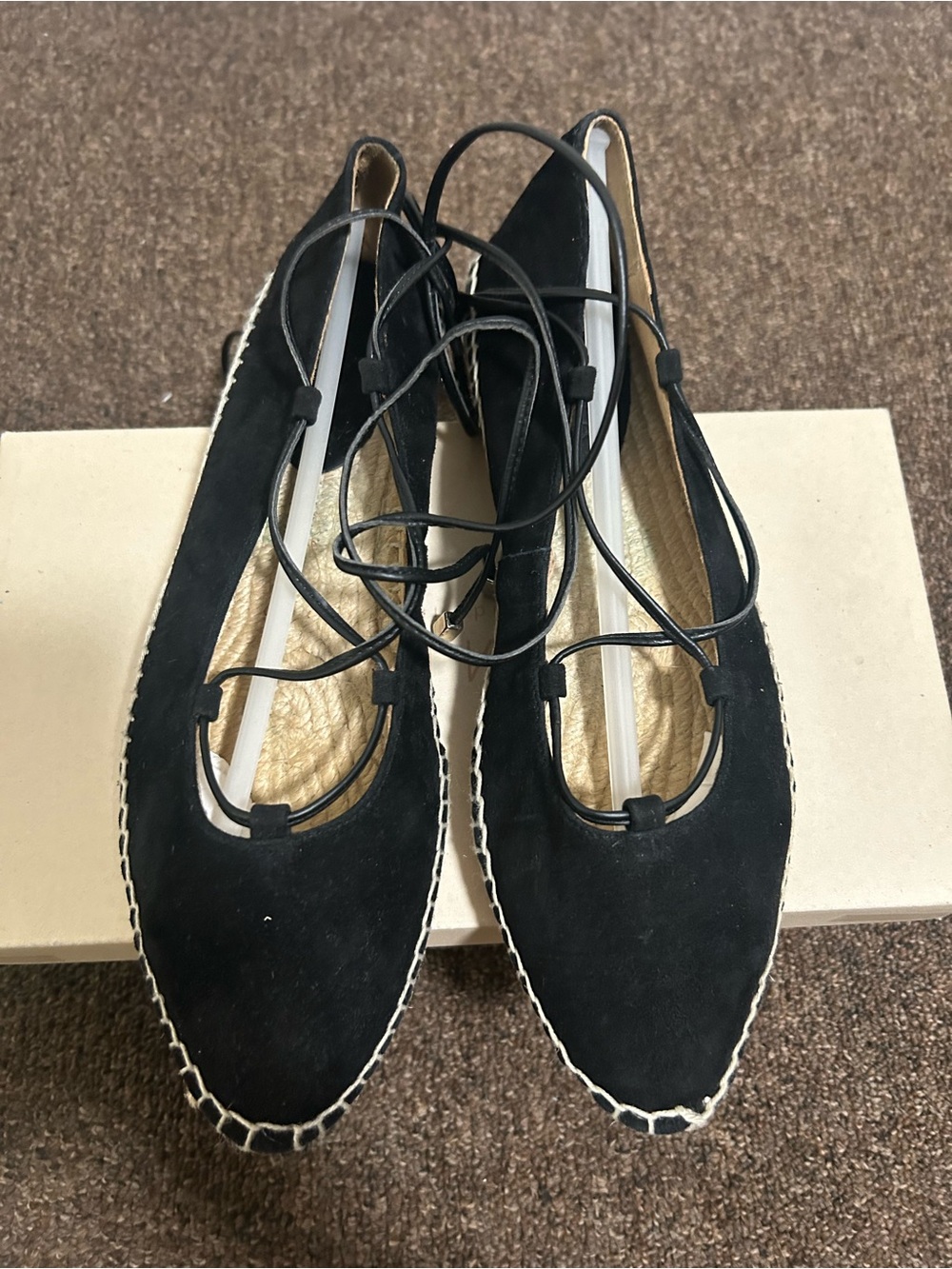 Women’s Black Suede Lace-Up Espadrille Flats
